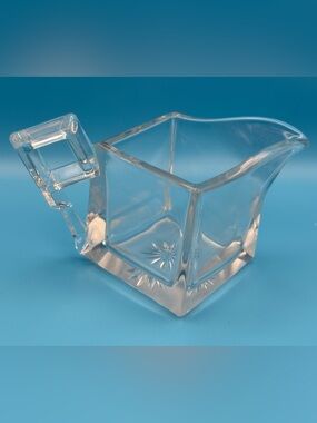 Heisey Art Decor Quator Pattern Clear Glass Creamer Pitcher with Damaged Handle